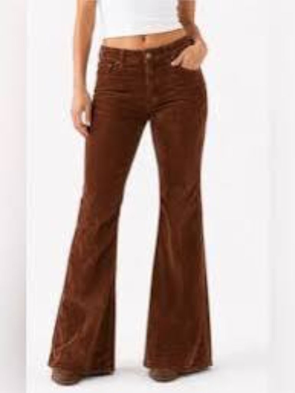 INDIGO RISING High-Rise Classic Flare Silhouette Corduroy Pants Brown Women 5/27